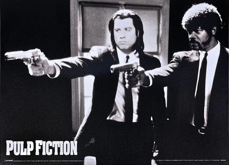 Fém tábla Pulp Fiction - Black and White Guns