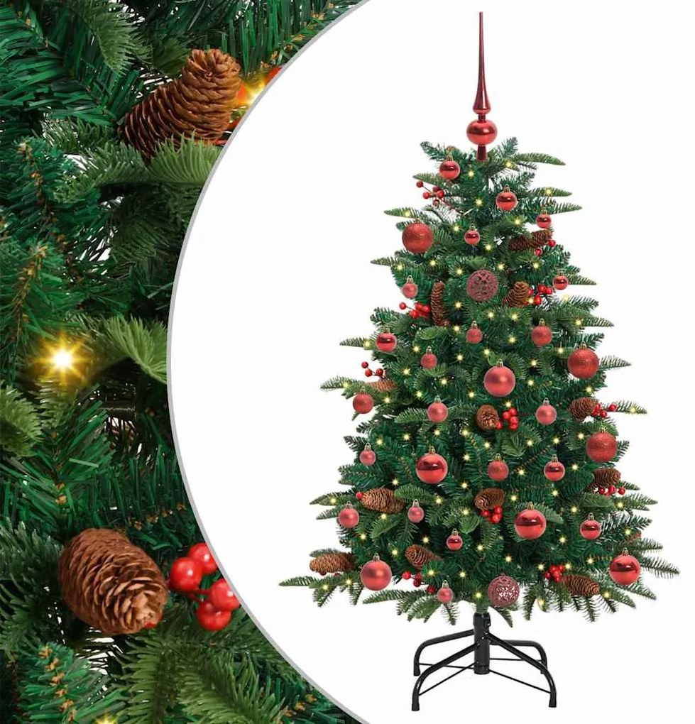 Mű karácsonyfa 150 LED-del Zöld 120 cm PVC és Fém és Műanyag