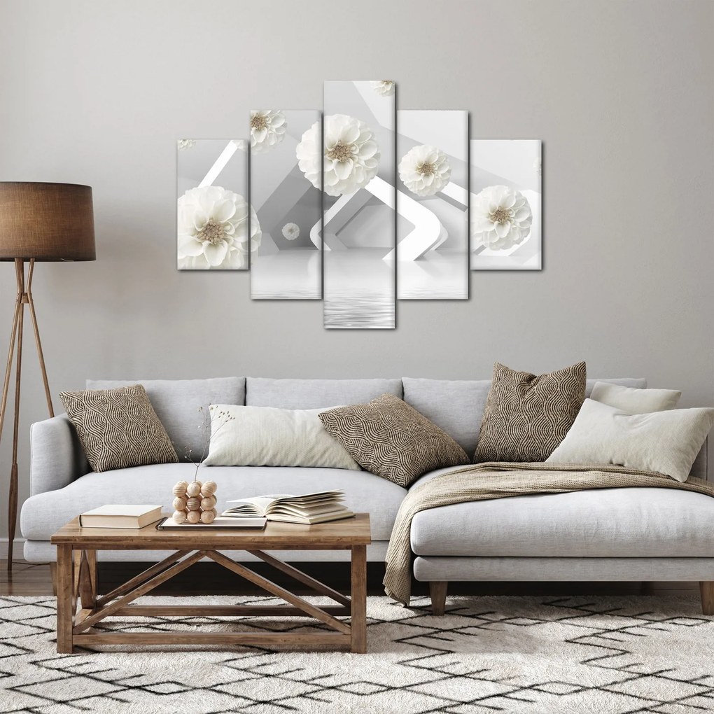 Absztrakt kép fehér virágokkal (150x105 cm)