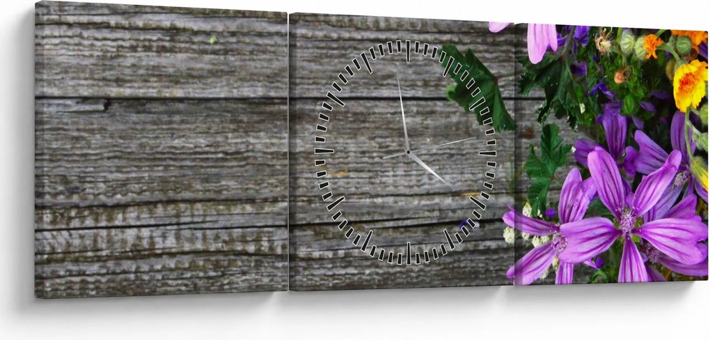 Kép - réti virágok (órával) (90x30 cm)