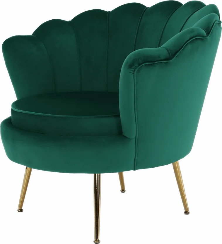 Fotel Art-deco stílusban, smaragd Velvet anyag/gold króm-arany, NOBLIN