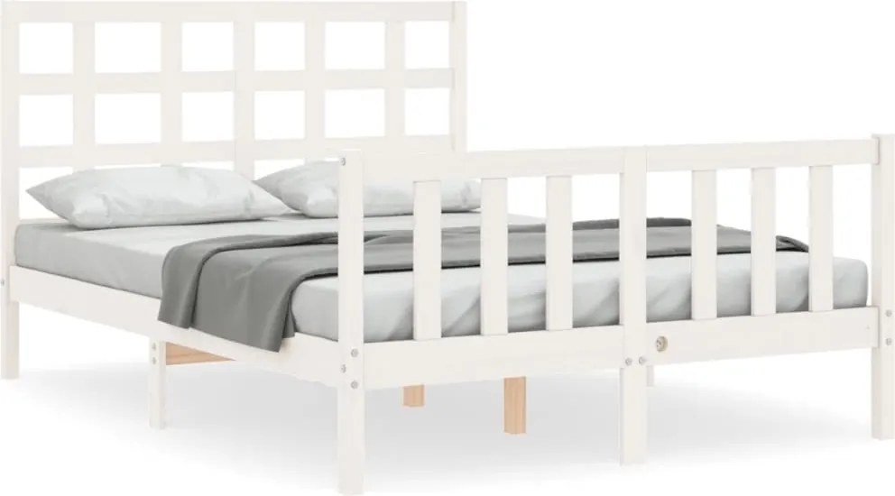 vidaXL fehér tömör fenyőfa ágy matrac nélkül 120 x 200 cm