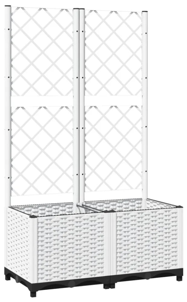 fehér PP rácsos kerti ültetőláda 80 x 40 x 136 cm
