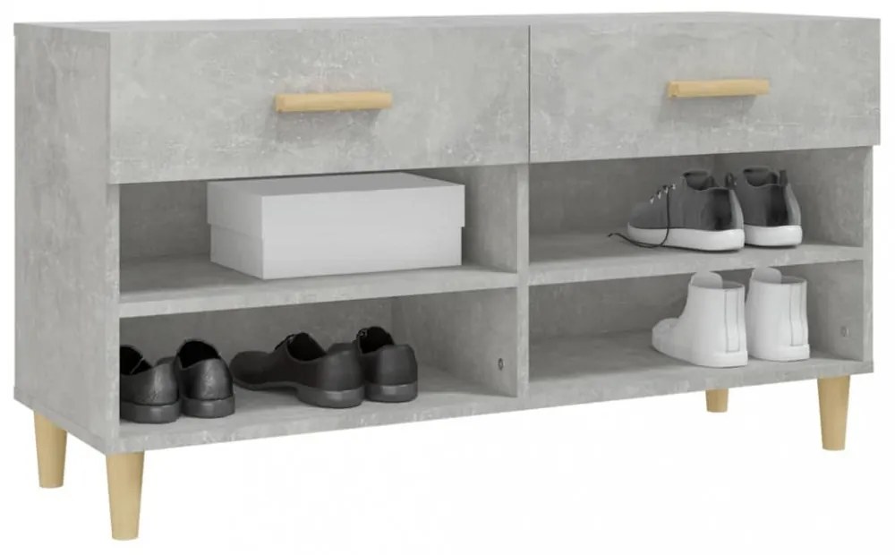 betonszürke szerelt fa cipőszekrény 102x35x55 cm