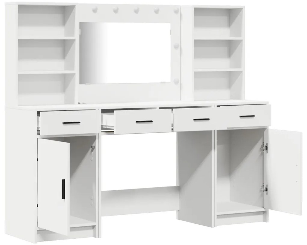 Sminkasztal Készlet 3 pcs Fehér 78.5 x 41 x 135 cm Faanyag