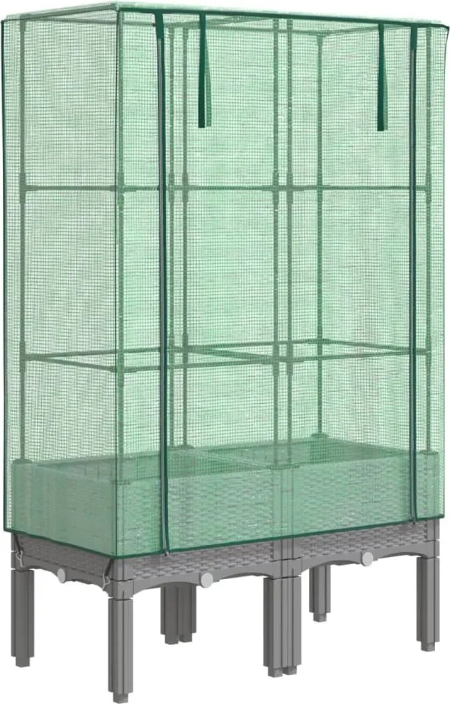 vidaXL rattan megjelenésű magaságyás melegháztakaróval 80x40x140 cm