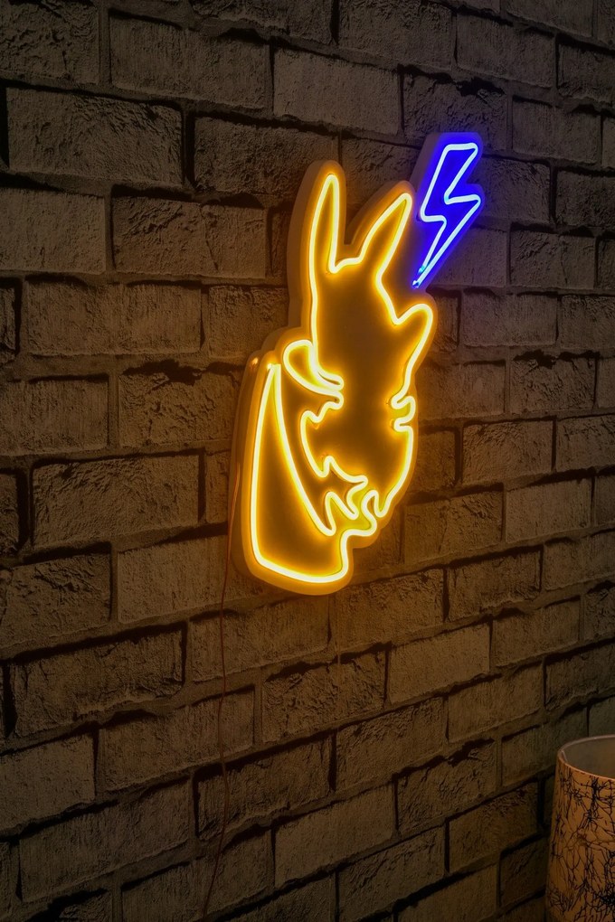 Műanyag LED-es fali dekoráció, Pikachu - Sárga Blue