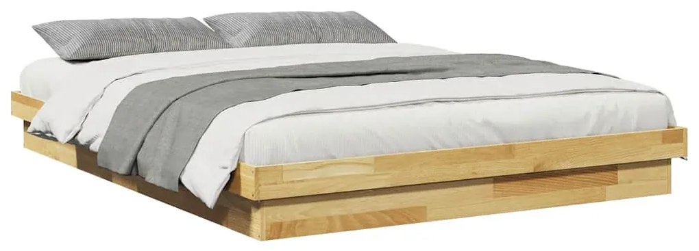 ágykeret matrac nélkül 135x190 cm tömör fa tölgyfa