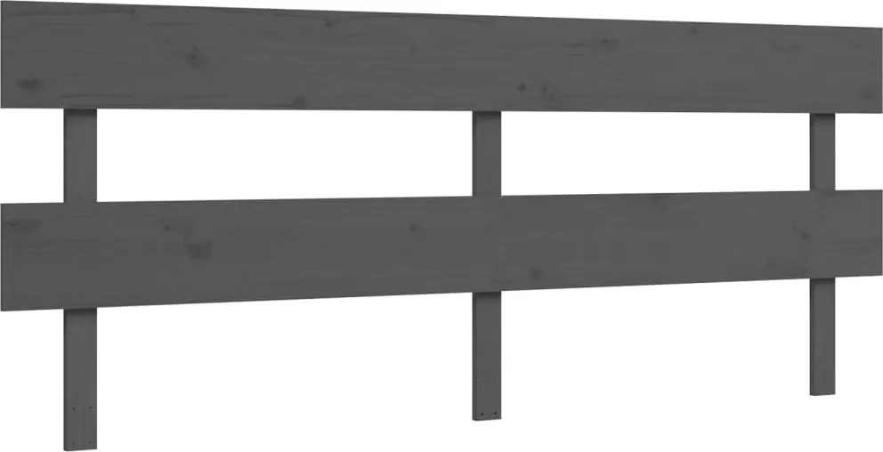 Szürke tömör fa ágykeret fejtámlával 200 x 200 cm