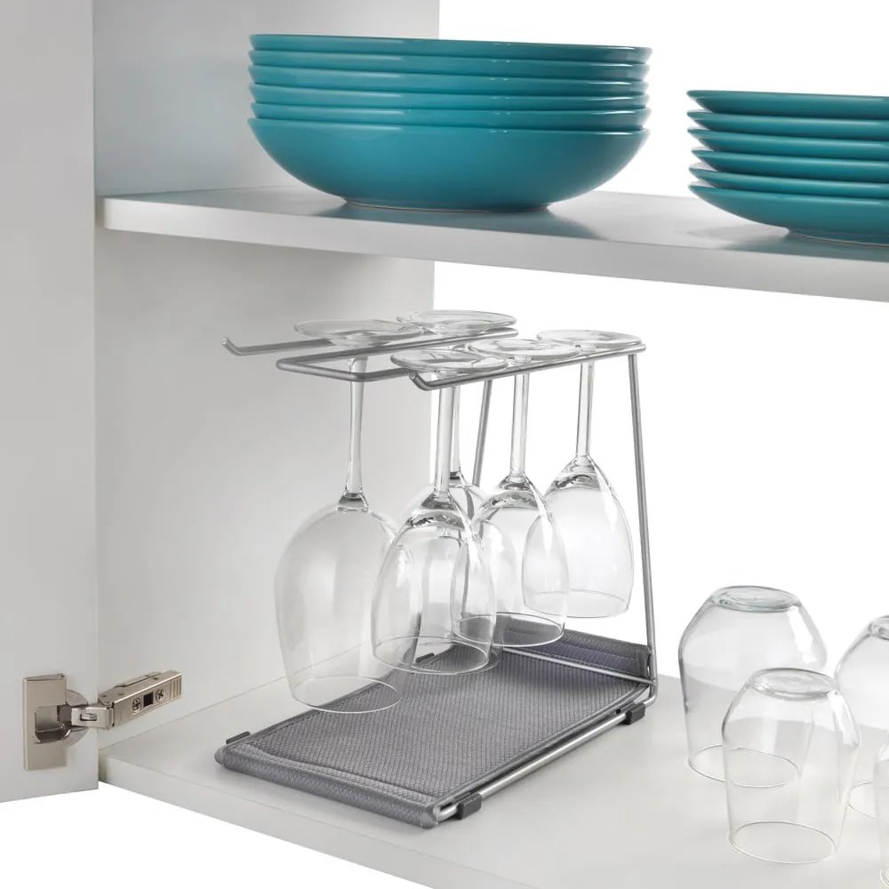 Ezüstszínű acél borospohár tartó Calix – Metaltex