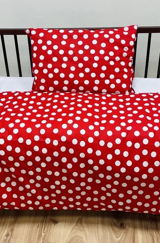 Pamut ágynemű Dots piros TiaHome - Detský set 130x90cm + 65x45cm