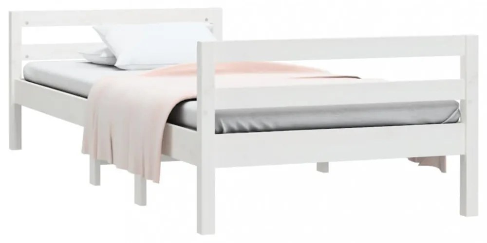 fehér tömör fenyő ágykeret matrac nélkül 80 x 200 cm