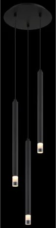 Globo 15629-3 Függeszték fém fekete matt, akril szaténozott, átlátszó, fekete PVC kábel, ø: 240mm, M: 1200mm, 3x G9 LED 4W 230V izzók nélkül