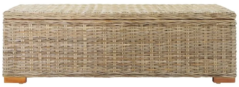 natúr kubu rattan és tömör mahagóni fa tárolódoboz 110 cm