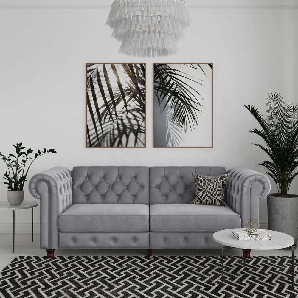 Világosszürke bársony kanapé 236 cm Felix – Støraa