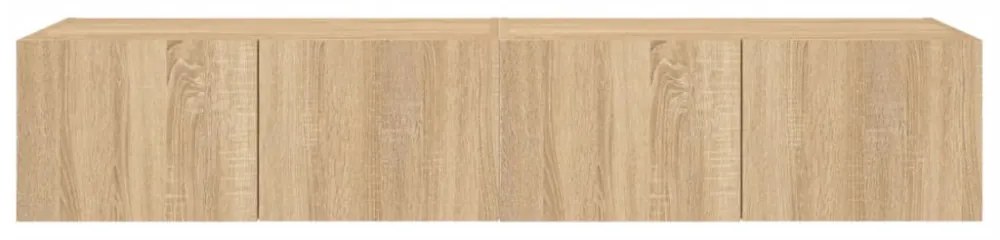 2 db sonoma tölgy színű fali TV-szekrény LED-del 80x35x31 cm