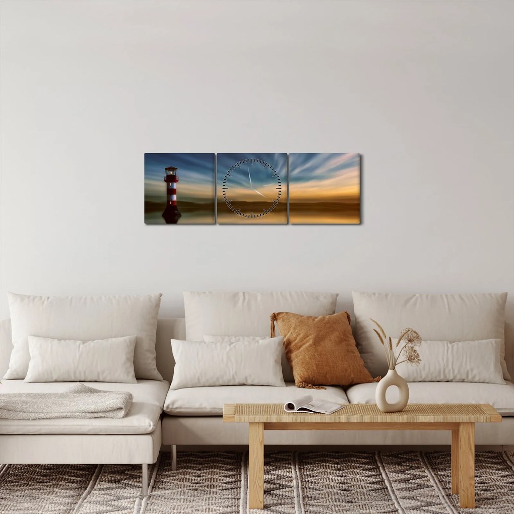 Világítótorony képe (órával) (90x30 cm)