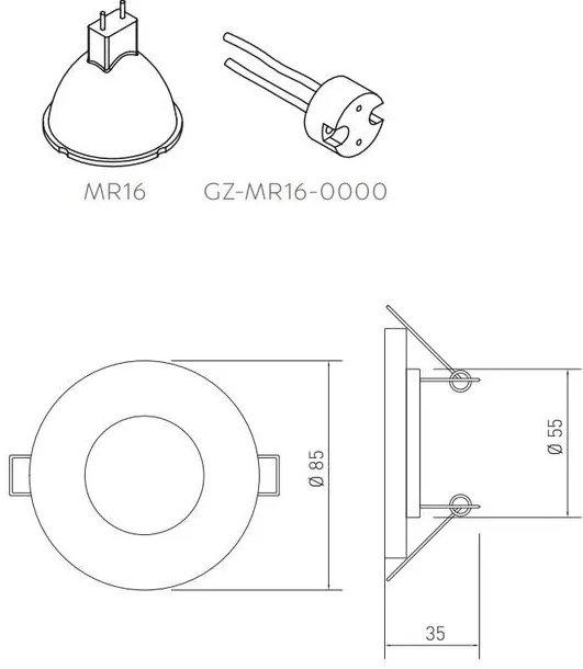 Lámpa Mennyezeti lámpatest MAREA, IP54/IP20 kör, inox