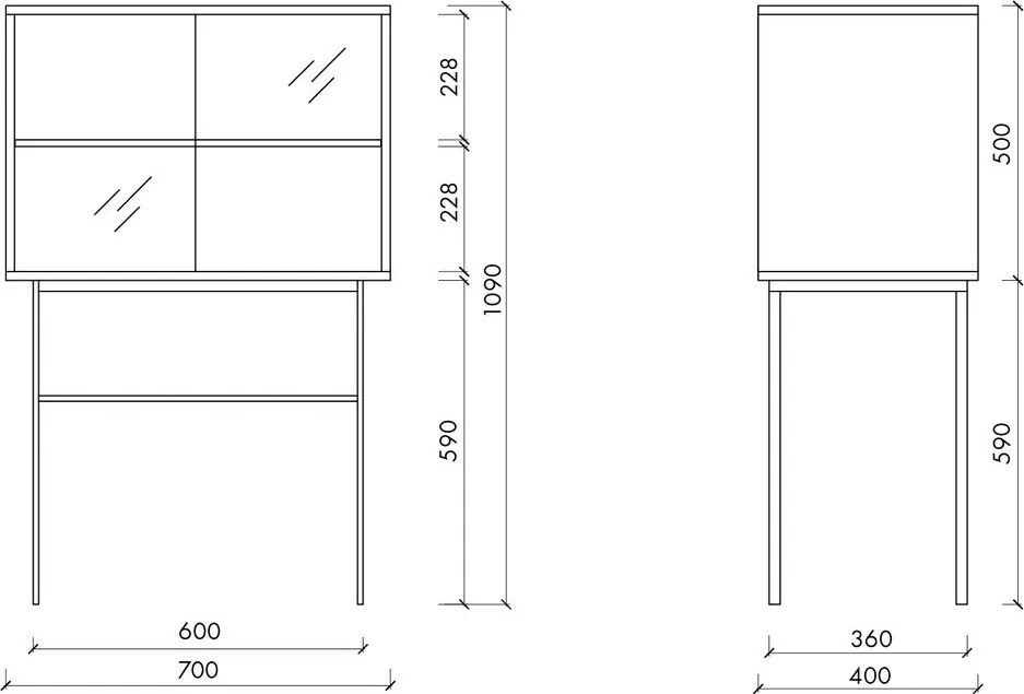 Fekete tálalószekrény tolóajtóval 70x109x40 cm Lekko – noo.ma