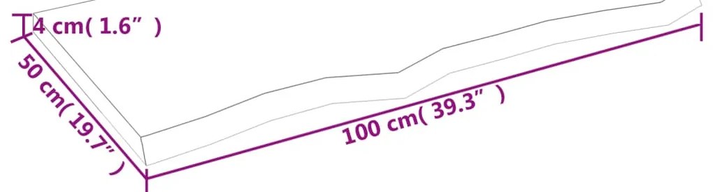 kezeletlen tömör fa fürdőszobai pult 100x50x(2-4) cm