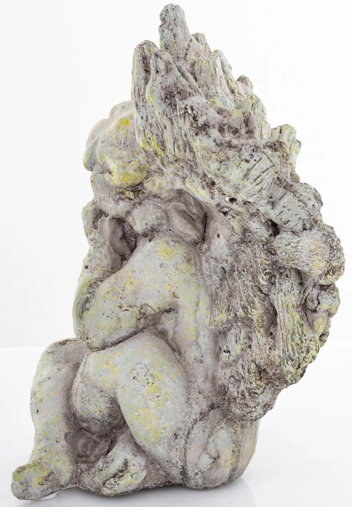 Cyrus design görög stílusú szárnyas szürke angyalka szobor cementből 18x15x14cm