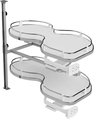 Konyhai fémrács, sarokszekrénybe, jobbos, Nuvola vesetál, króm-fehér,  800mm, 400mm ajtó szélesség, Sige Infinity Line 371