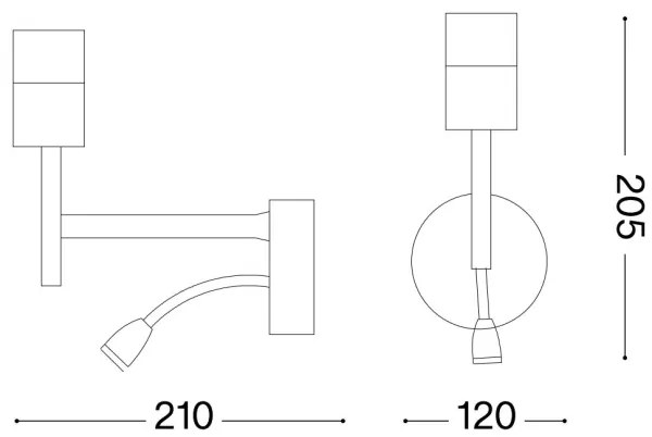 Ideal Lux - LED Rugalmas lámpa tartóval SET UP 1xE27/42W+LED/3W/230V USB fekete