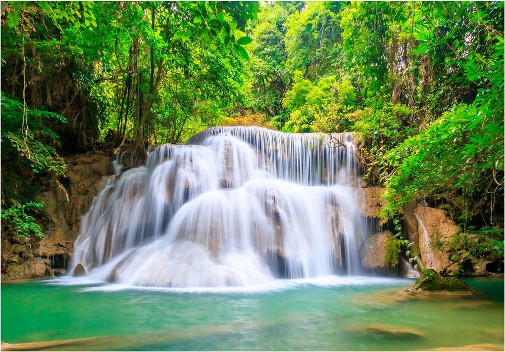Fotótapéta Vízesés Az Erdőben 3D Hálószoba Nappali Fali Tapéta 350x250