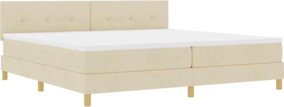 vidaXL LED Box Spring Ágy matracmal leddel Krém 200 x 200 cm szövet