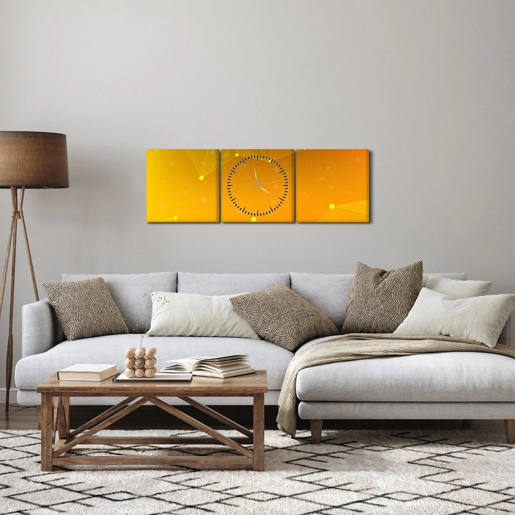 Absztrakt sárga kép (órával) (90x30 cm)