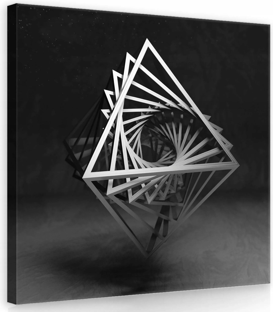 Vászonkép 40x40 Absztrakt geometria háromdimenziós spirál fekete-fehér művészet