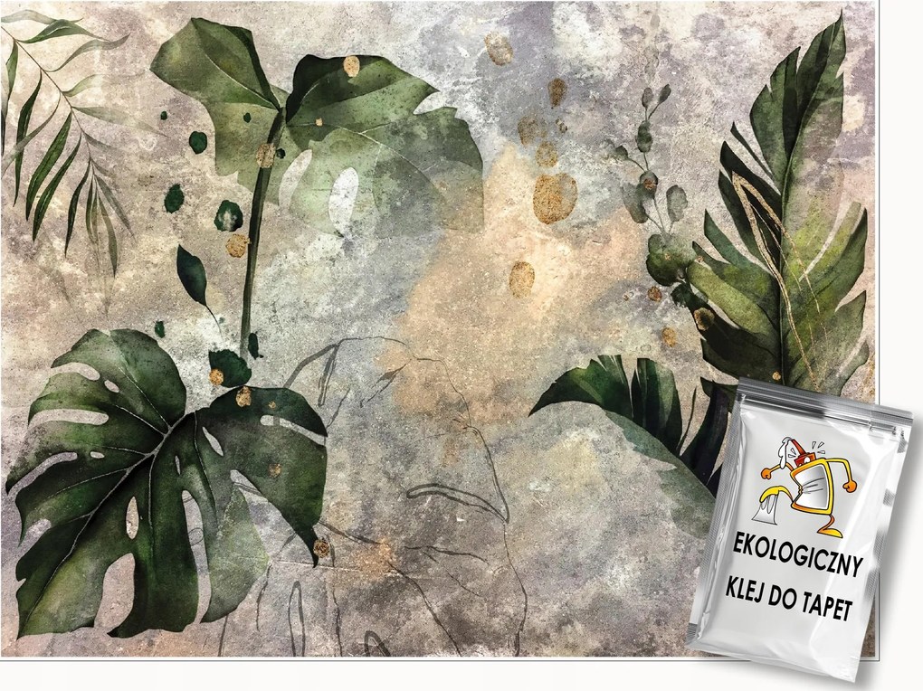 Fotótapéta Monster Levelek Beton Természet Hálószoba Nappali Tapéta 350x250