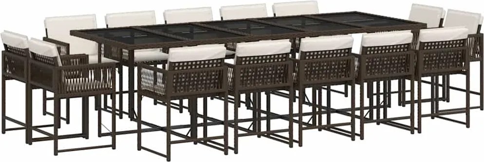 vidaXL 15 részes barna polyrattan kerti ülőgarnitúra párnákkal