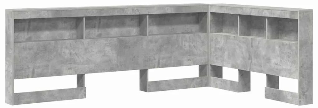Tároló fejtámla polcokkal tárolóval Beton szürke 120 cm Faanyag