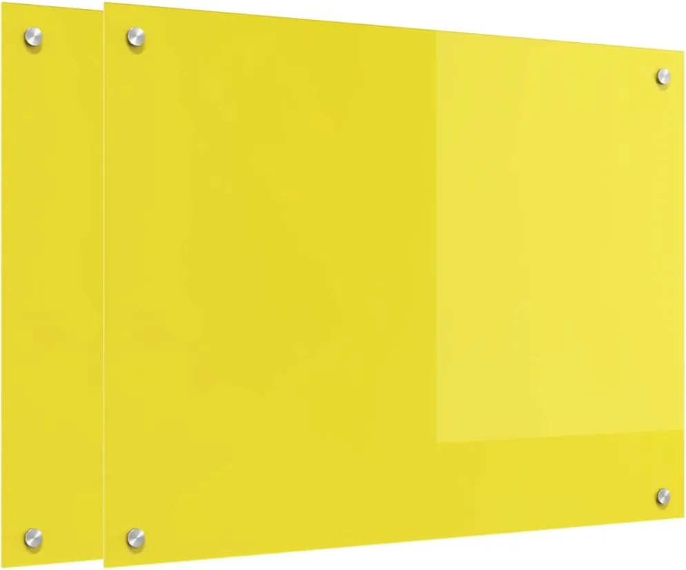 vidaXL Konyhai splashback 2 pcs Sárga 80 x 60 cm edzett üveg