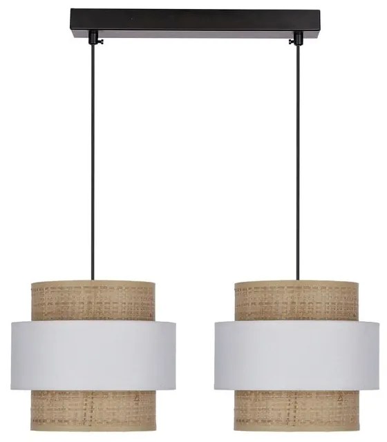Fehér-natúr színű függőlámpa rattan búrával ø 20 cm Rattan – Candellux Lighting