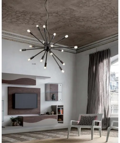 Redo 01-2936 - Csillár zsinóron STELLAR 18xE14/25W/230V fekete