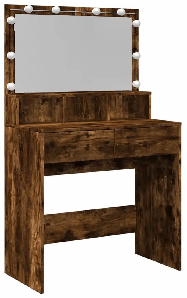 füstös tölgy színű fésülködőasztal LED-del 80 x 41 x 134,5 cm