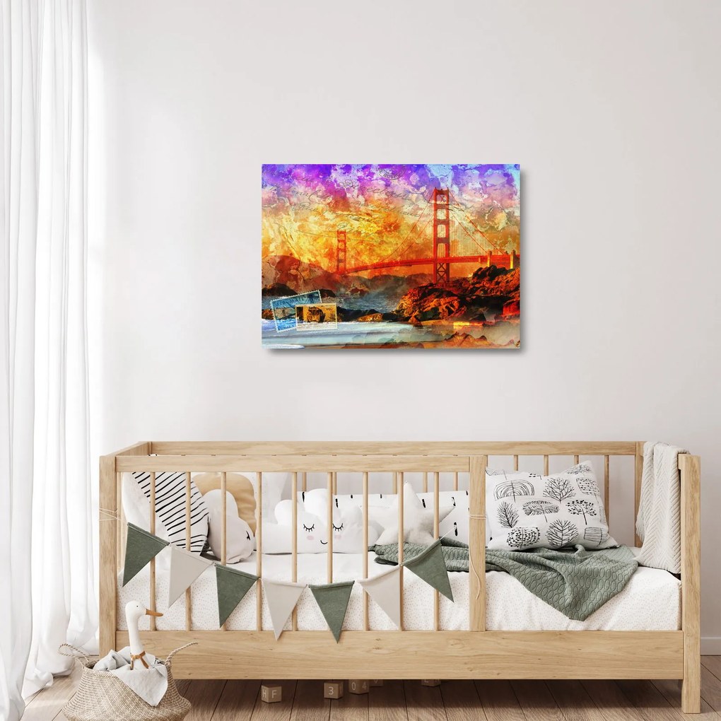 Kép - Golden Gate, San Francisco, Kalifornia (üvegen) (70x50 cm)