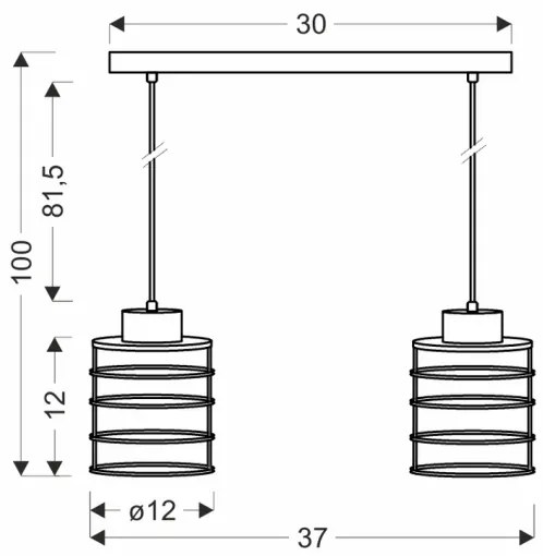Csillár zsinóron GLOB 2xE27/40W/230V fekete