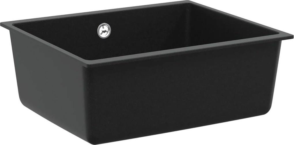 vidaXL Mosogató Fekete 530 x 460 mm 80% Kvarc és 20% Gyanta