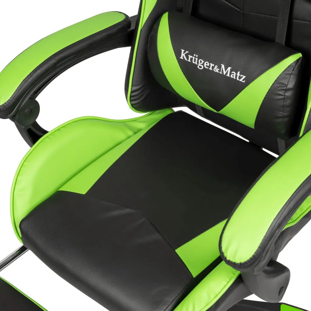 Kruger&Matz Warrior GX-150 játékszék zöld-fekete.