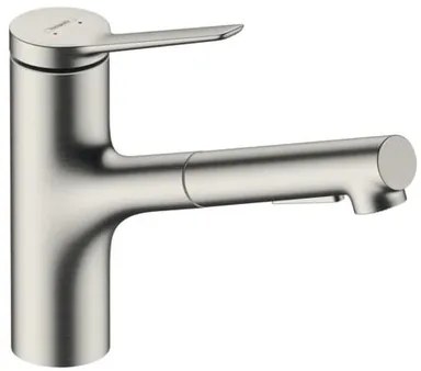 Hansgrohe Zesis mosogató csaptelep kihúzható zuhannyal, 2 áram rozsdamentes acél 74803800