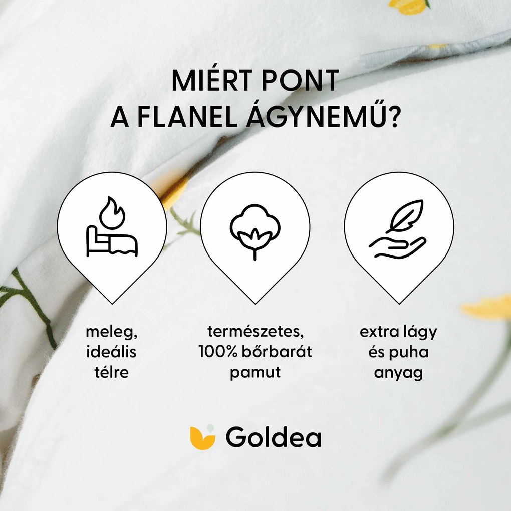 Goldea flanel ágyneműhuzat - kamilla virágok 200 x 200 és 2db 70 x 90 cm