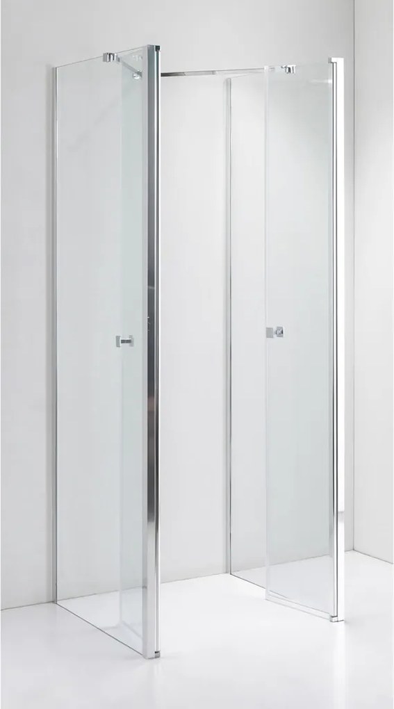 Stuxi Roma 90x110 falsíkra szerelhető 3 oldalú kétszárnyú nyílóajtós zuhanykabin 6 mm vízlepergető biztonsági üveggel, króm elemekkel, 195 cm magas