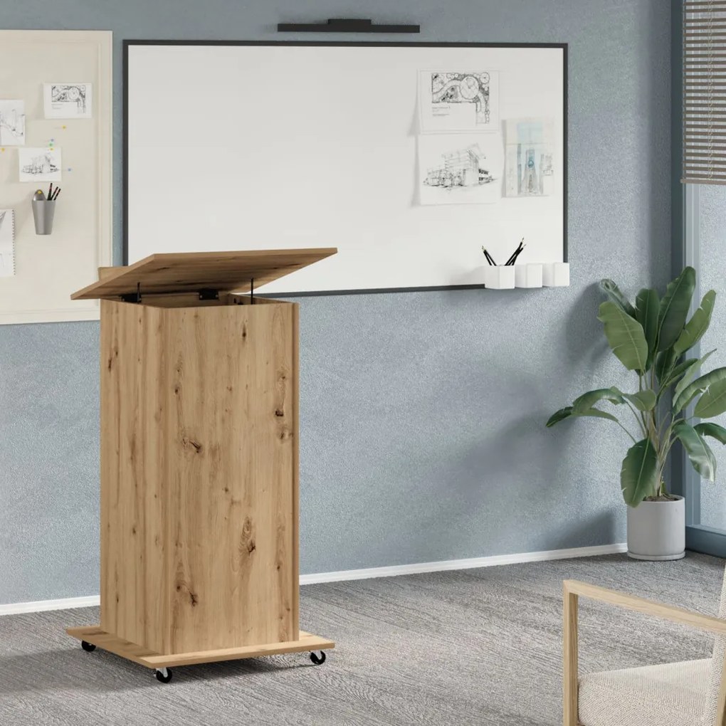 vidaXL Előadóterem Podium Kerekekkel Ásvány Tölgy Műszakilag Kezelt Fa