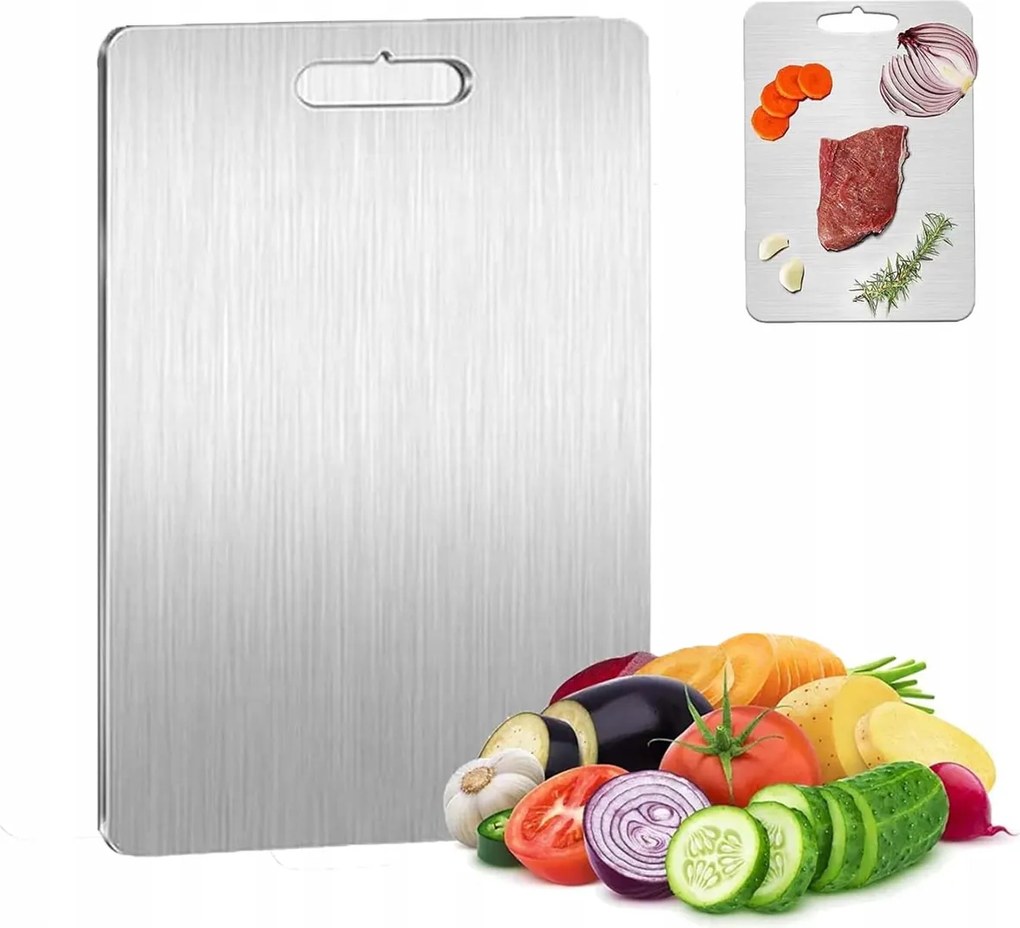 Vágódeszka Rozsdamentes acél 46X30cm BPA-mentes Zöldség-Gyümölcs Hús