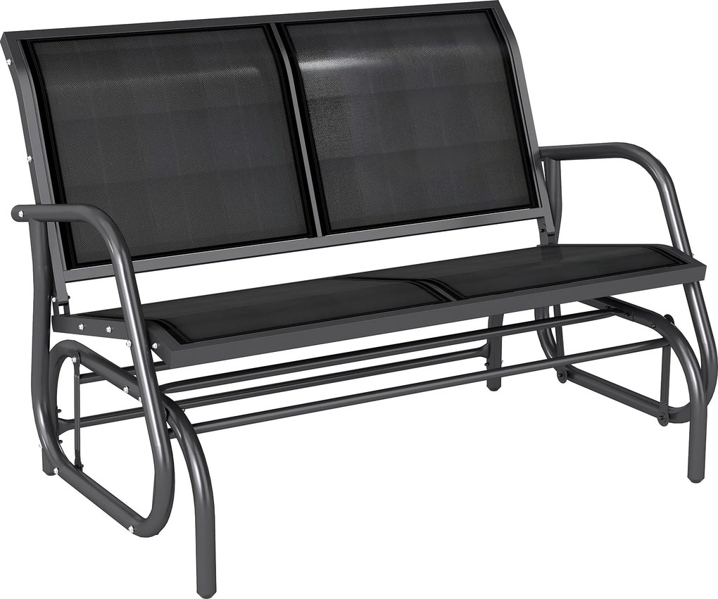 Outsunny 2 személyes hintaszék kertibútor, 200 kg teherbíró képességgel, 120 x 70 x 85 cm, fekete | Aosom