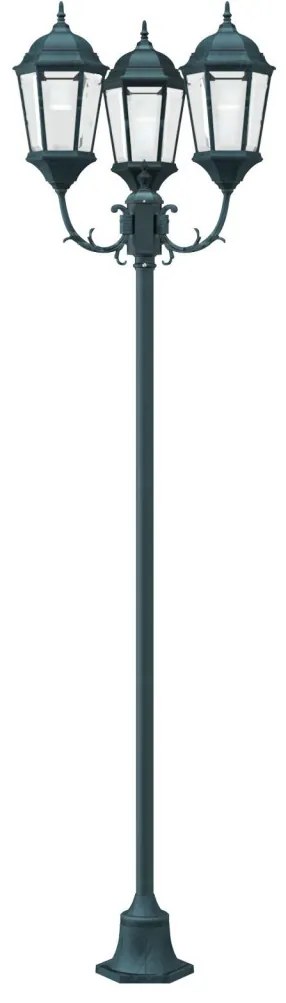 Kerti Lámpaoszlop 3-Lámpás E27 Zöld 220 cm Alumínium