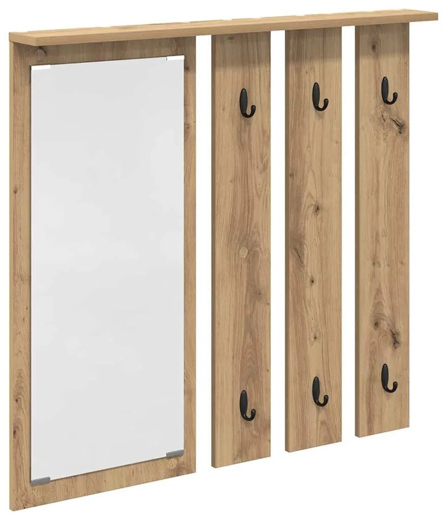 Fali Kabáthorog tükörrel kézműves tölgy 84 x 10 x 80 cm Faanyag
